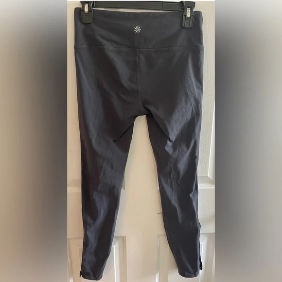 Athleta Womens S 2014 Gray *NICE* Metro Tux Silver Stripe Ankle Zipper Stretch - Picture 2 of 12